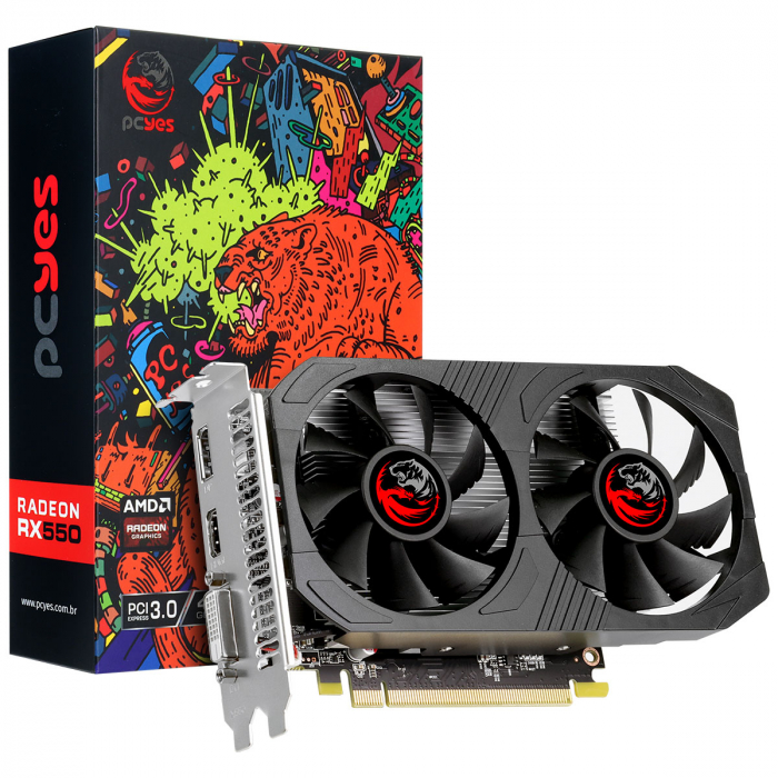 PLACA DE VIDEO AMD RADEON RX 550 4GB GDDR5 128 BITS DUAL-FAN GRAFFITI SERIES - PJRX5504GGR5DF