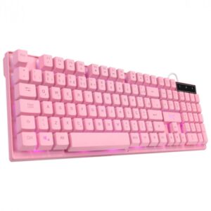 TECLADO USB GAMER VX GAMING CERBERUS ROSA LED 7 CORES - GTH200R7