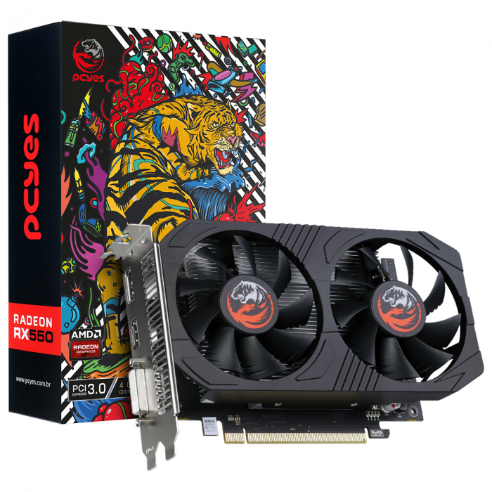 PLACA DE VIDEO AMD RADEON RX 550 4GB GDDR5 128 BITS DUAL-FAN GRAFFITI SERIES - PJRX5504GGR5DF - Imagem 4