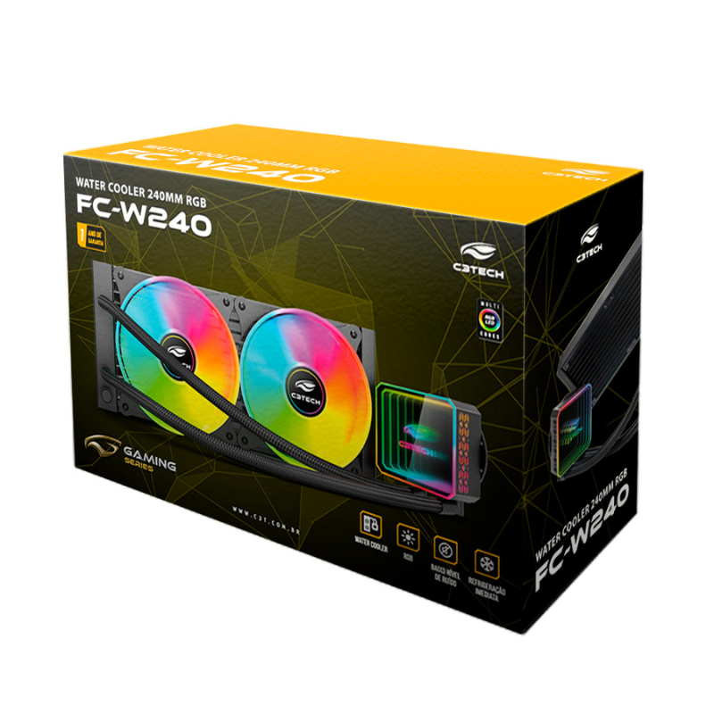 Water Cooler Fc-w240rgb 24cm Preto/rgb C3tech - Imagem 3