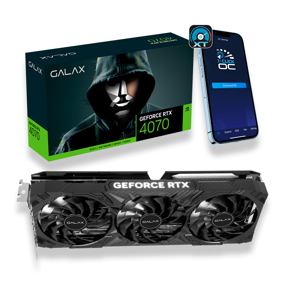 Placa de Vídeo RTX4070 12GB GDDR6X 192BITS 1-CLICK OC 3X GALAX 47NOM7MD7QOC