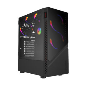 GABINETE GAMER SET BLACK VULCAN - LATERAL EM VIDRO - PCYES - GSBVPBR