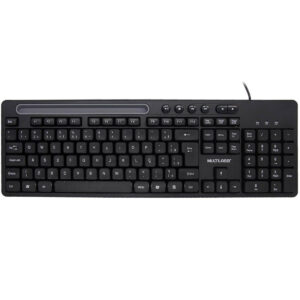TECLADO MULTIMIDIA OFFICE USB PRETO COM APOIO PARA SMARTPHONE TC262