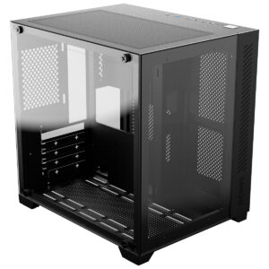 GABINETE GAMER FORCEFIELD BLACK VULCAN - FRONTAL E LATERAL EM VIDRO - PCYES - GFFBVP