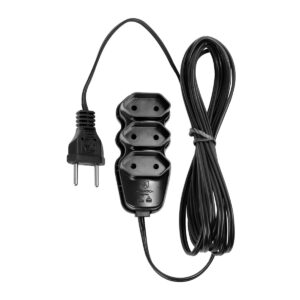 EXTENSÃO ELÉTRICA 3 TOMADAS PL 2X0,75 3M PRETA