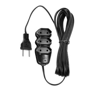 EXTENSÃO ELÉTRICA 3 TOMADAS PL 2X0,75 5M PRETA