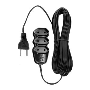 EXTENSÃO ELÉTRICA 3 TOMADAS PL 2X0,75 10M PRETA