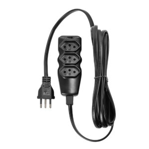 EXTENSÃO ELÉTRICA 3 TOMADAS PP PLANO 3X0,75 3M PRETA