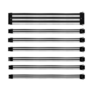 KIT DE CABO DE EXTENSÃO SLEEVED PSU 30 CM COM CAPA DE PVC COOLER MASTER - BRANCO E PRETO - CMA-NEST16WTBK1-GL