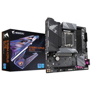 PLACA MÃE GIGABYTE INTEL B760M AORUS ELITE MATX LGA 1700 M.2 NVME 4XDDR5 MAX. 192GB 1X DP 1X HDMI 1X TYPE-C