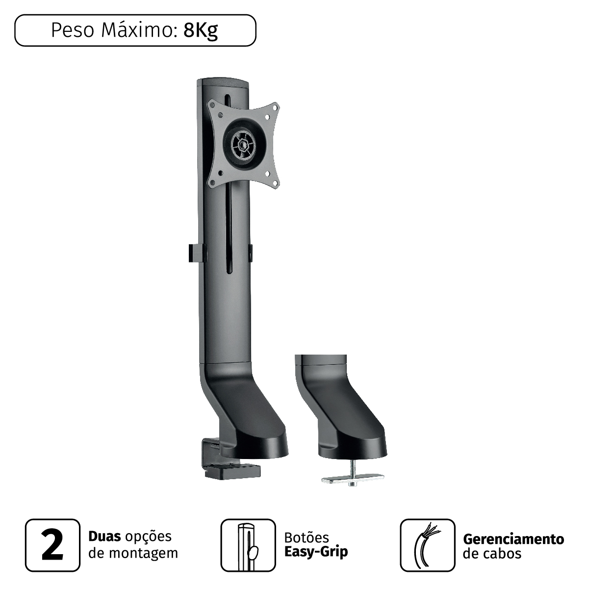 SUPORTE FIXO PARA MONITOR C/ REGULAGEM DE ALTURA PRETO 17' A32'' - PLMSM01F - Imagem 6