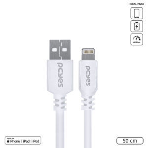 CABO PARA IPHONE ORIGINAL USB A 2.0 PARA LIGHTNING COM CERTIFICADO MFI 50 CM BRANCO - PUALB-05