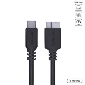 CABO PARA HD EXTERNO USB TIPO C PARA MICRO USB B 3.0 1 METRO PRETO - P3UCMBP-1