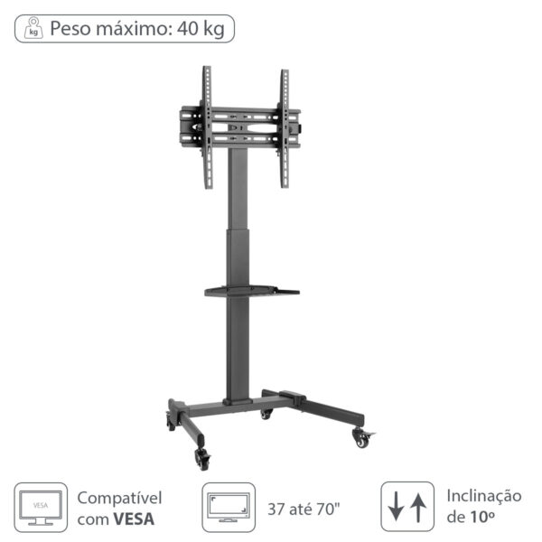 SUPORTE RACK PARA TV DE 37" A 70" ATÉ 40KG COM BANDEJA - SR150