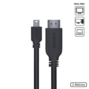 CABO MINI DISPLAYPORT MACHO PARA HDMI 2.0 MACHO 2 METROS - PMDPH-2