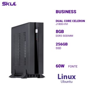 MINI COMPUTADOR B100 DUAL CORE CELERON J1800-HVI MEM 8GB DDR3 SSD 256GB FONTE 60W EXTERNA LINUX UBUNTU