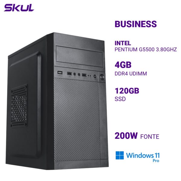 COMPUTADOR B200 PENTIUM G5500 3.80GHZ MEMÓRIA 4GB DDR4 SSD 120GB FONTE 200W WINDOWS 11 PRO