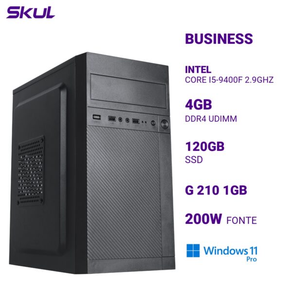 COMPUTADOR B500 CORE I5-9400F 2.9GHZ MEMÓRIA 4GB DDR4 SSD 120GB G 210 1GB  FONTE 200W WINDOWS 11 PRO