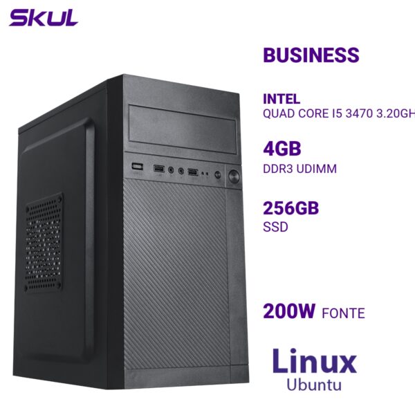 COMPUTADOR B500 QUAD CORE I5 3470 3.20GHZ MEMÓRIA 4GB DDR3 SSD 256GB FONTE 200W LINUX UBUNTU