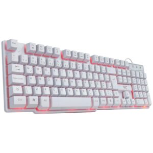 TECLADO GAMER VX GAMING HYDRA BRANCO ABNT2 MULTIMÍDIA COM LED VERMELHO SENsac@rdwbrasil.com.brAO MECANICA USB 1.8M - GTH110BV