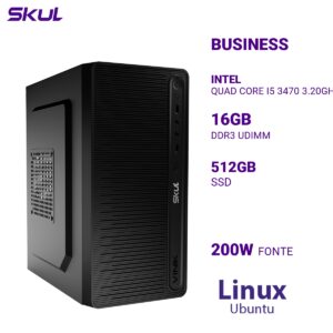 COMPUTADOR B500 QUAD CORE I5 3470 3.20GHZ MEMÓRIA 16GB DDR3 SSD 512GB FONTE 200W  LINUX UBUNTU