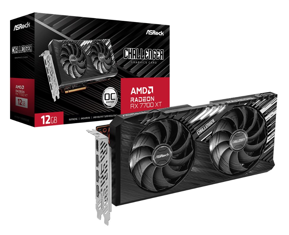 GPU ASROCK AMD RADEON 7700 XT CHALLENGER 12G OC 192 BITS (RX7700XT CL 12GO) 90-GA4QZZ-00UANF