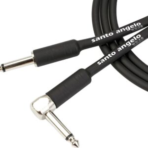 CABO DE GUITARRA ANGEL 0,30MM CONECTOR P10/P10 90º 20FT 6,10 METROS PRETO