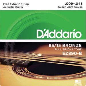 ENCORDOAMENTO DE AÇO PARA VIOLÃO EZ890-B 6 CORDAS SUPER LIGHT .009-.045 - CORDA MI EXTRA