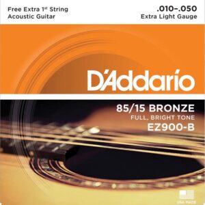 ENCORDOAMENTO DE AÇO PARA VIOLÃO EZ900-B 6 CORDAS EXTRA LIGHT .010-.050 - CORDA MI EXTRA