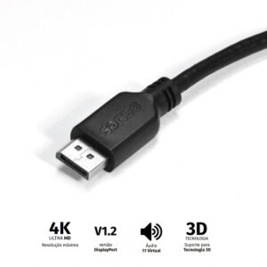 CABO MINI DISPLAYPORT MACHO PARA DISPLAYPORT MACHO V.1.2 28AWG PURO COBRE 2 METROS - PMDDPM-2