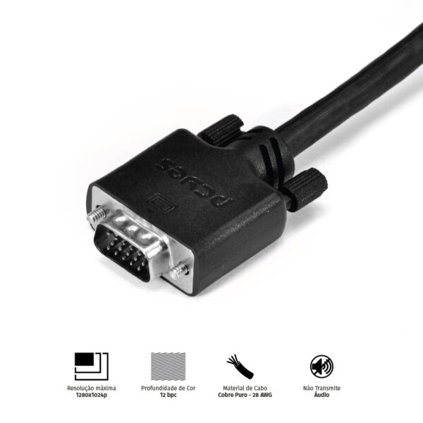 CABO DE VÍDEO VGA 3+6 15 PINOS MACHO PARA VGA 3+6 15 PINOS MACHO 28AWG PURO COBRE 40 METROS - PVM36-40