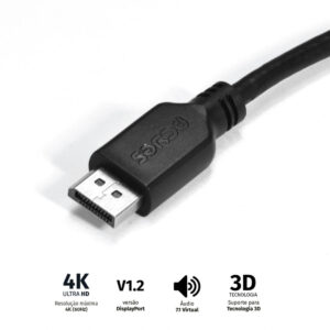CABO DISPLAYPORT MACHO PARA DISPLAYPORT MACHO 2 METROS V1.2 - PDPM-2