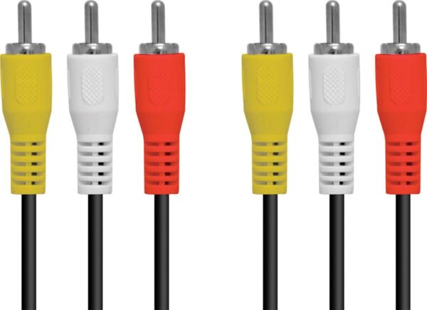 CABO 3 RCA X 3 RCA PARA ÁUDIO E VÍDEO 1.5 METROS - (PACOTE C/ 10)