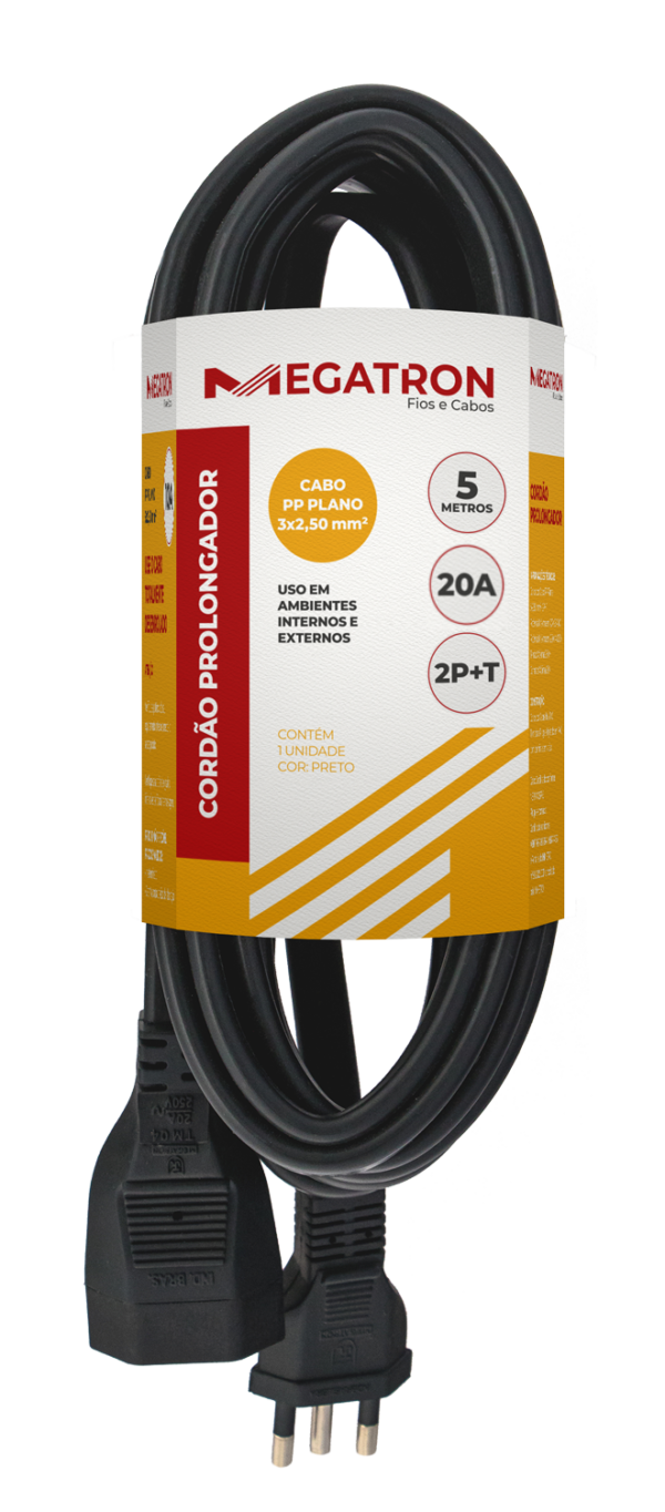 EXTENSÃO CABO PROLONGADOR PP 3X2,50MM 5 METROS PT 414