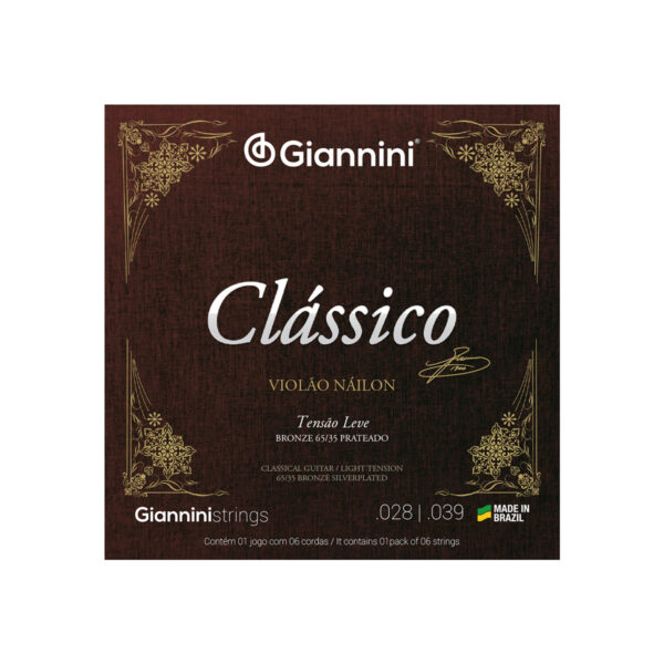 ENCORDOAMENTO PARA VIOLÃO NYLON 65/35 TENSÃO LEVE BRONZE PRATEADO GENWPL