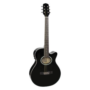 VIOLÃO ELETROACÚSTICO AÇO MINI JUMBO CUTAWAY GSF-1D CEQ BK PRETO, COM AFINADOR E EQUALIZADOR