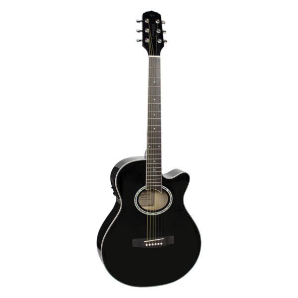 VIOLÃO ELETROACÚSTICO AÇO MINI JUMBO CUTAWAY GSF-1D CEQ BK PRETO, COM AFINADOR E EQUALIZADOR
