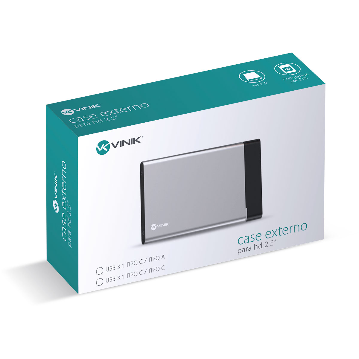 CASE EXTERNO PARA SSD 2.5" ALUMINIO USB 3.1 TYPE C PRETO - VINIK CH25-C31 - Imagem 9