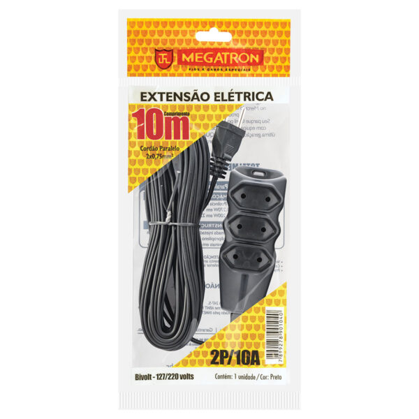 EXTENSÃO CABO PL 2X0,75 10M PRETA 104