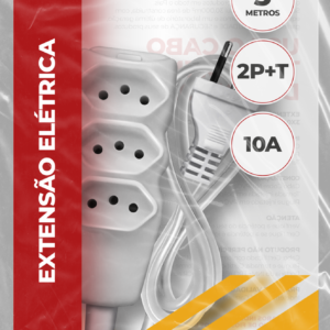 EXTENSAO CABO 2P T PP PLANO 3X0,75 3M BRANCA