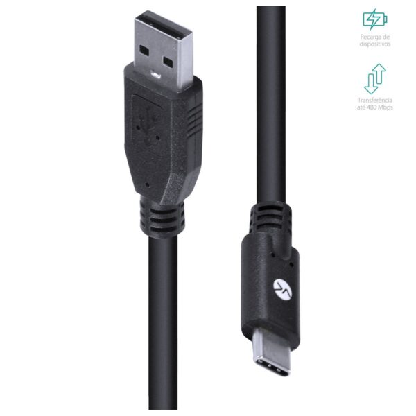 CABO USB TIPO C X USB A MACHO 2.0 1.8 METROS - C20UAM-2