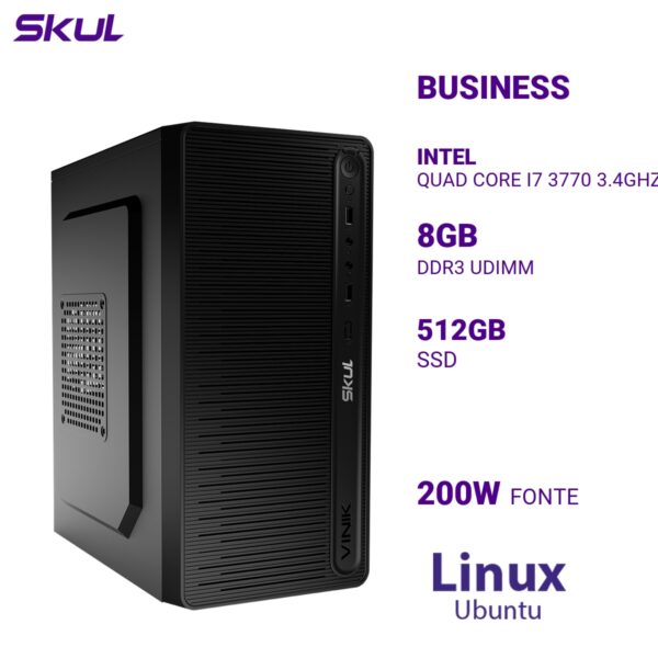 COMPUTADOR B700 QUAD CORE I7 3770 3.4GHZ MEMÓRIA 8GB DDR3 SSD 512GB FONTE 200W  LINUX UBUNTU