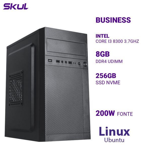 COMPUTADOR B300 CORE I3 8300 3.7GHZ MEMÓRIA 8GB DDR4 SSD 256GB NVME FONTE 200W LINUX UBUNTU