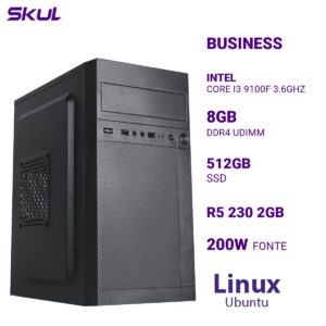COMPUTADOR B300 CORE I3 9100F 3.6GHZ MEMÓRIA 8GB DDR4 SSD 512GB R5 230 2GB FONTE 200W LINUX UBUNTU