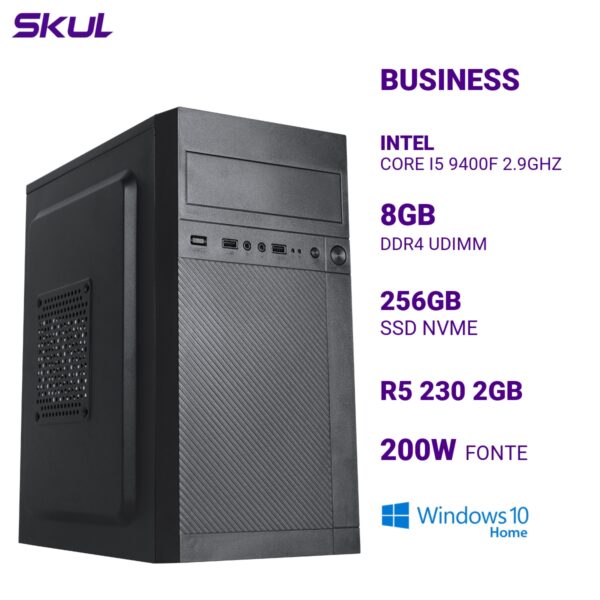 COMPUTADOR B500 CORE I5 9400F 2.9GHZ MEMÓRIA 8GB DDR4 SSD 256GB NVME R5 230 2GB FONTE 200W WINDOWS 10 HOME