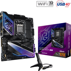 PLACA MÃE ASROCK AM5 X870E NOVA WIFI 4XDDR5 8200MHZ 3XUSB 3.2G1 2XUSB 2.0 5XUSB 3.2G2 HDMI 2XUSB4 TIPO-C BT5.4 5 GIGABIT