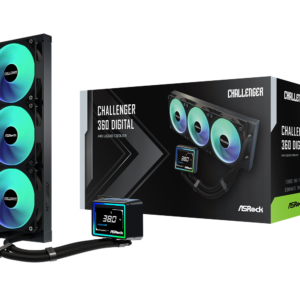 WATER COOLER ASROCK CHALLENGER 360 DIGITAL PRETO 360MM ARGB COM DISPLAY