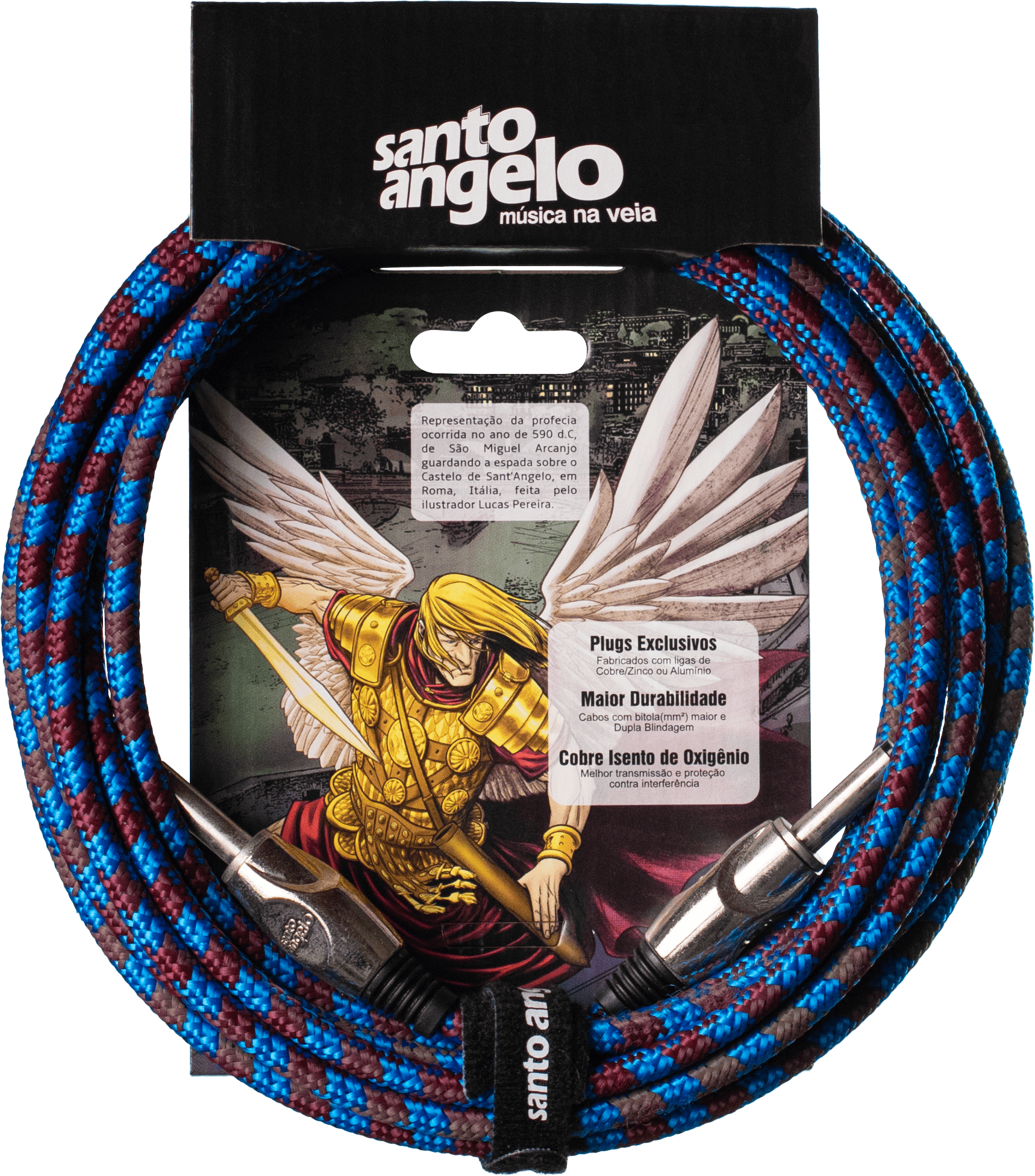 CABO DE GUITARRA ANGEL TX 0,30MM P10/P10 90º 10FT 3,05M TEXTIL