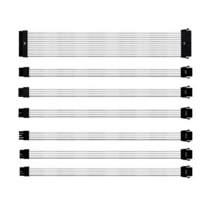 KIT CABO EXTENSÃO SLEEVED PARA FONTE COOLER MASTER PSU 30CM CAPA DE PVC BRANCO  |  CMA-NEST16XXWT1-GL