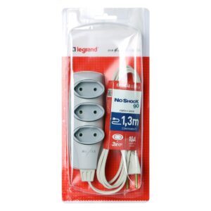 EXTENSAO ELETRICA NOSHOCK 3 TOMADAS 2 PINOS 10A CABO 1,3MTS 2X0,75MM CINZA | DN1903